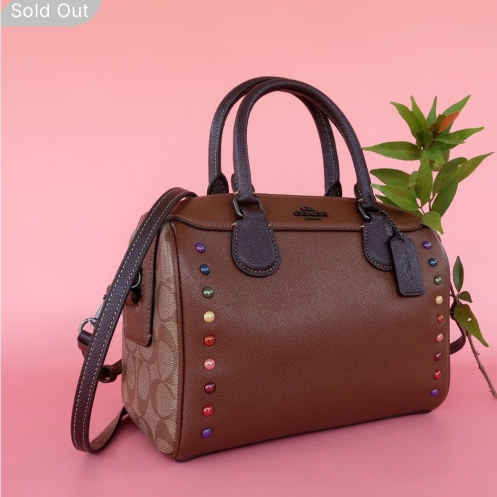 Coach Minj Bennett Satchel with Rainbow Rivets